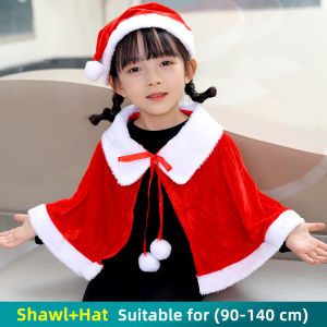 Christmas Girls/Ladies Traditional Red Shawl Hooded Shawl Christmas Hat and Shawl