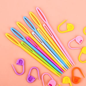 Hand Knitting Tool Accessories Set Plastic U-Shaped Twisted Needle Hat Yarn Rods Large Eye Markers Pins for DIY Sewing