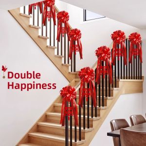 Wedding Decorations Stair Rail Long Strip Happy Couple Cutouts Paper Stickers for Rural Self-built Houses And Buildings