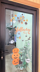 ฟิล์มตกแต่งกระจก ลายฮาโลวีนHalloween แบบDIY สุญญากาศ ติดง่าย ดึงออกไม่ทิ้งคราบ สติกเกอร์ติดกระจก สติกเกอร์ตกแต่งกระจก