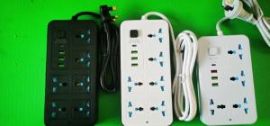 FUNAYA Safety Socket 6 8 10Way Universal Smart Power Strip Extension Multiplug Cord Power Socket with 4 USB Ports Switch Lightning Protection 2 Meter Extension SG Plug PD65W with master switch black white sockets