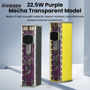 22.5W Purple Mech Transparent 8-Cell 18650 Battery Box Welding Free Power Bank Case Supports Low Current Mode