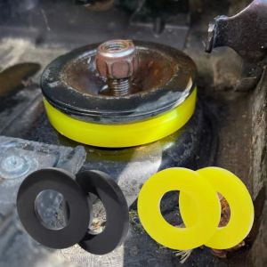 2X Pad For VW AUDI SKODA Front Strut Tower Mount Gap Fix Suspension Shock-Absorbing Rubber Bearing Washer Over Bumps