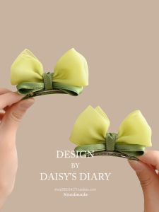 Kids Barrettes Green Stereo Snow Yarn Bow Headdress Baby Clip Girls Hairpin Girl Bang Clip Accessories