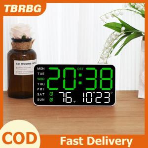 🔥🔥🔥TBRBG Lớn Kỹ Thuật Số Đồng Hồ Treo Tường Tuần Ngày Hiển Thị Nhiệt Độ Bằng Giọng Nói Bảng Điều Khiển LED Đồng Hồ Báo Thức Độ Sáng Có Thể Điều Chỉnh 12 24H Đồng Hồ