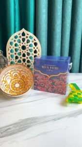 AVELINE Souvenir Mangkok Set Premium Porselen Biru/ Hampers Mangkok Motif Ketupat/ Mangkok Set / Mangkok Keramik Gift Box / Hampers Mangkok Set