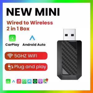 2 in1 Wired to Wireless CarPlay Android Auto Adapter for OEM Car Stereo With USB Dongle Smart Mini Box Plug and Play Bluetooth