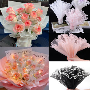 Pearl Wave Gauze Flower Wrapping Paper Rose Bouquet Flower Wrapping Mesh Floral Art Luminous Wave Gauze Cake Surround