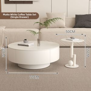 YIZUO | Elegant Minimalist Cream Style Round Marble Coffee Table