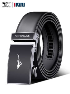 SEPTWOLVES | Automatic Buckle Leather Belt for Business Genuine Cowhide