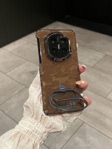 Huawei Foldable Phone Protective Case With Ring Stand And Gold Accents