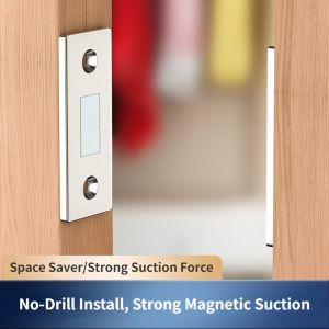 [Strong Style] Door Cabinet Magnetic Suction Patch Lock Magnetic Sliding Door Lock Wardrobe Bathroom Dormitory Magnet Fully Automatic Lock