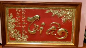 Tranh đồng vàng nguyên chất chữ Tri Ân thầy cô giáo