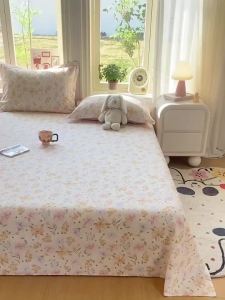 All Season Comfort 100% Cotton Flat Sheet Top Sheet Soft Breathable Wrinkle Resistant Fade Resistant Bed Sheet Single Double