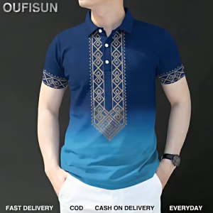New Ethnic Style Shirt For Men 3d Printed Lapel Short-Sleeved Polo Shirt For Men And Women Retro Traditional Clothing Loose Casual Large Size Modern Barong Shirt For Men