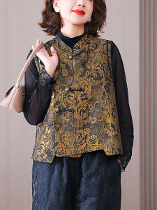 Retro Chinese Embroidered Button Vest Womens Spring Autumn Winter Cotton Warmth Fashionable Mom Tang Suit Pure E-commerce Polyester Fiber