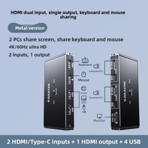 Samzhe | KVM Switch with Keyboard and Mouse Sharing HDMI 2-in-1-out Type-C Multi-USB Distributor