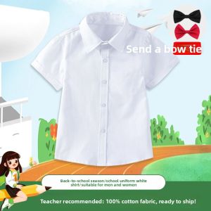 JIFANPAUL | Short Sleeve White Cotton Shirt for Boys and Girls Performance and School Uniform