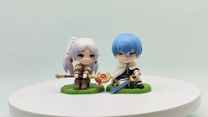 Bandai | In Stock Hot Anime Frieren 7.5cm Sitting Cute Q Version Posture Action Figure Model PVC Sweet Doll Toys Desktop Accessories Gift