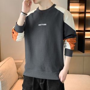 ROMON | Áo thun nam tay dài cổ tròn in họa tiết thường ngày mùa xuân thu rộng rãi thoải mái áo thun nam thương hiệu quốc gia Romon