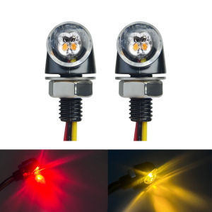 8mm Mini รถจักรยานยนต์ไฟเลี้ยว LED ไฟสัญญาณ DRL อลูมิเนียมตัวบ่งชี้ด้านหน้าด้านหลังไฟท้ายเบรคสําหรับ Cafe RACER Bobber Chopper