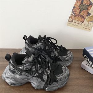 รองเท้าลำลองทรงหัวมนส้นกลางพื้นยางแบบสวมสบายสำหรับผู้ชายและผู้หญิง ทรงหัวมน พื้นรองเท้า PU ทรงหัวมน ส้นสูง 3-5 ซม.