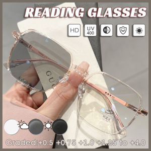 3 in 1 -0.5 -0.75 -1.25 -1.75 Photochromic Grey Glasses Anti Blue Light Computer Glasses For Women Outdoor Discoloration Anti-UV Lenses Brown Eyeglass Frame