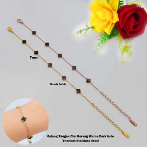 Gelang Tangan Bunga Kerang Grigi Bolak Balik UK 7mm Terbaru Antikarat Anti Luntur Stainless Steel