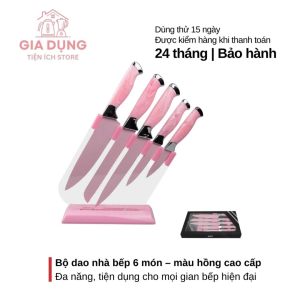 Bộ dao Inox nhà bếp cao cấp J016 5 món kèm giá để dao đáp ứng mọi nhu cầu cắt thái chặt