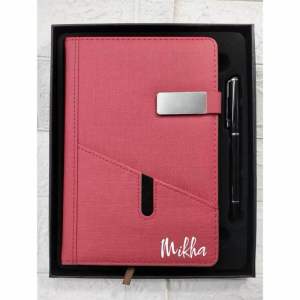 Personalized Notebook Diary Journal with Magnetic Lock and front card pocket