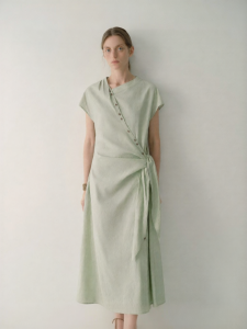 INSIS FEMME | Linen Cotton Side-Tie Short-Sleeve Cheongsam Dress