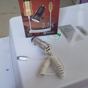 H10 ADAPTOR SAVER ORI 100% 3A 3 A CAR CHARGER SPIRAL SPRING TRAVEL ADAPTER CAS CASAN MOBIL 2 USB CHARGE HP PONSEL GADGET DUA COLOKQN PORT Kompatibel charge elektronik device ipda tablet PSP GPS Digital kamera 2.Dua Colokan USB Bisa pengisian cepat 3