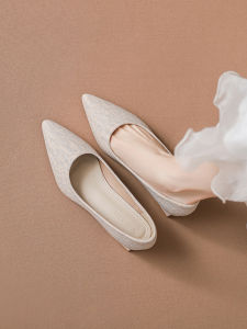 Elegant Pointed Toe mid Heel Fashionable Womens Shoes Spring Autumn Must Have High Quality Ultra Thin Fiber Interior Lined Slip on