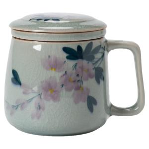 JISU | Ice Slice Hand-painted Personal Use Tea Water Separation Ceramic Cup