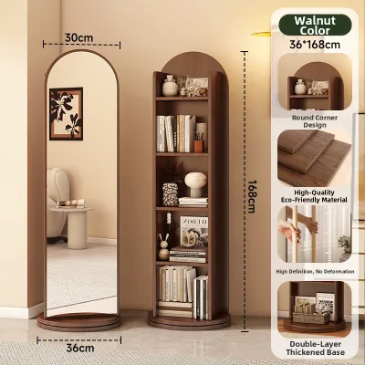 Rotatable & Movable Full Length Dressing Mirror Storage