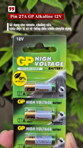 Vỉ 5 viên pin 27A /A27 GP Alkaline 12V sử dụng cho chuông cửa remote cửa cuốn remote xe hơi