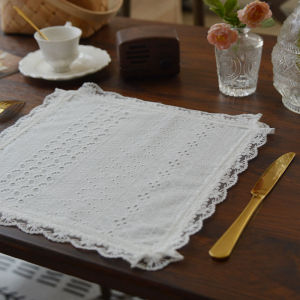 Túi Đựng Đồ Ăn Kiểu Pháp INS Pure Cotton White Heat Resistant Pad Retro American Western Dining Plate Mat Vase Cloth