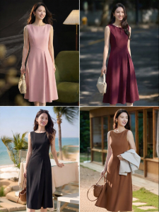 Misoshine | Sleeveless Slimming Simple Waist-defining Commute Dress