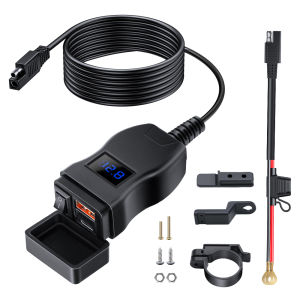 Extractme 6.4A QC3.0 PD Motorcycle USB Charger Waterproof 12V Power Supply Adapter with Switch Voltmeter Socket Moto Accessories