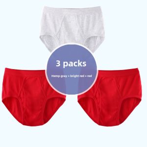 3 Pack Pure Cotton Mens Triangle Underwear Cotton Middle-Aged and Elderly High Waist XL Old Fat Guy Big Underwear Loose
