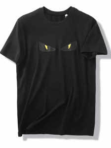 Áo Thun Nam Tay Ngắn Chất Liệu Cotton Pha Lanh Sợi Băng Lụa Kiểu Ý Sang Trọng Thêu Chống Thấm Nước Chống Dầu Thoáng Khí Thường Ngày