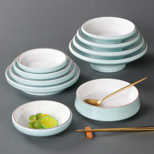 TaiDe Commercial Melamine Dinnerware Deep Dish Cold Dish Cool Dish Chinese Style round Flat Plate Adult Size 8 Inches