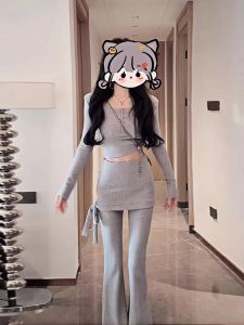 QIANMANZI | Bộ Đồ Nữ Elegent Ôm Sát 2 Mảnh