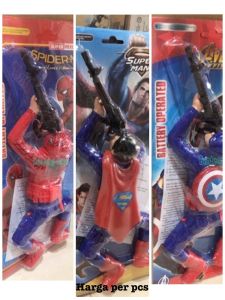 Mainan Spiderman-Hulk-Captain Amerika Merangkak Merayap Ada Suara Tembakan