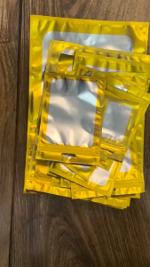 [ 14 x 22 CM ] 10 PCS  Plastik Klip Hologram Flat Warna Gold | Hologram Termurah | Ziplock Hologram Foil | Plastik Klip Kemasan Aksesoris