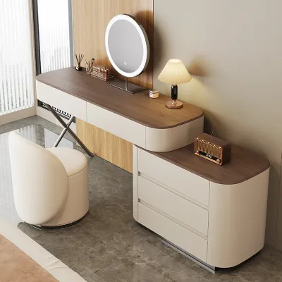 DUOBAOFUXING | Cream Style Solid Wood Combination Dressing Table Extendable