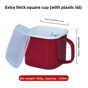 Enamel Cake Cup Christmas New Year Drink Beer Pot Iron Tea Cylinder Adult Single Ear Handle No Pattern Decoration Soup Bowl