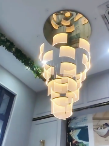 Duplex building large chandelier modern simple and atmospheric living room hotel lobby sales department staircase long chandelier
