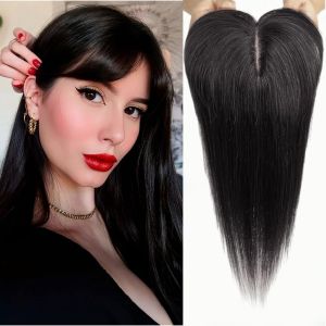 Mái Tóc Giả Nối Đỉnh Đầu Màu Nâu Khói Thẳng 100% Tóc Người Remy Có Mái Đế Lụa Kẹp Cài Dành Cho Nữ.