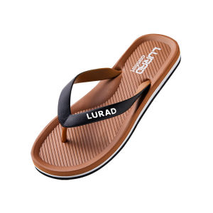 Luladi Fashion Mens Sandals Summer Thick Bottom Slip-On Anti-Slip Beach Shoes Trendy Black Casual Wear-Resistant Rubber Sole